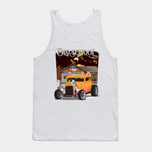 Orange 1932 Chevy 5 Window Coupe Hot Rod Old School Print Tank Top